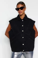 Trendyol Black Stitching Detail Denim Vest
