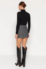Trendyol Black High Waist Hem Chain Detail Tweed Fabric Mini Woven Skirt