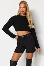 Trendyol Black Woven Shorts With A Belt