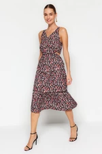 Trendyol Brown A-Line Cut Out Detailed Midi Leopard Patterned Woven Woven Dress