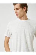 Koton T-Shirt with a Stripe Print Slim Fit Crew Neck Short Sleeved