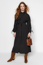 Trendyol Black Belted Woven Cotton Shirt Dress with Adjustable Detailed Sleeves