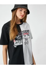 Koton Anime T-Shirt Color Block Crew Neck Short Sleeved