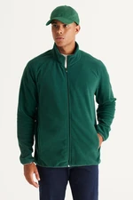 AC&Co / Altınyıldız Classics Men's Green Anti-pilling Non-Pilling Standard Fit Stand-Up Bato Collar Sweatshirt Fleece Jacket