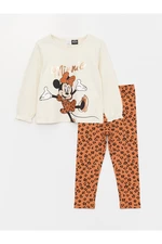 LC Waikiki Crew Neck Mickey Mouse Printed Baby Girl Sweatshirt and Leggings 2-Set
