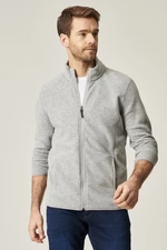 AC&Co / Altınyıldız Classics Men's Gray Anti-pilling Non-Pilling Standard Fit Normal Cut Stand Collar Sweatshirt Fleece Jacket
