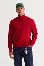 ALTINYILDIZ CLASSICS Men's Red Standard Fit Normal Cut Anti-Pilling Full Turtleneck Knitwear Sweater.