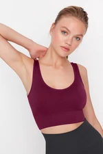 Trendyol Dark Cherry Seamless Supported Textured Self-Patterned Sports Bra