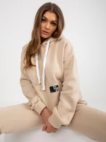 Women's beige tracksuit with hoodie