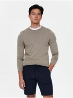 Grey men's sweater with embroidered effect ONLY & SONS Garson - Men