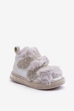 Detské kožené zateplené snehové topánky Silver Leela