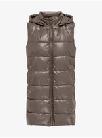 Women's Brown Quilted Faux Leather Vest ONLY New Anja - Women