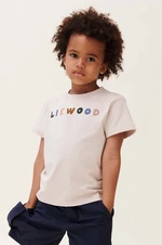 Detské bavlnené tričko Liewood Sixten Placement Shortsleeve T-shirt béžová farba, jednofarebné