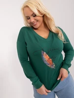 Navy green casual blouse plus size