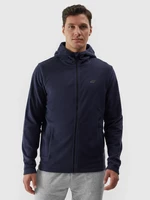 Men's regular fleece with 4F hood - navy blue