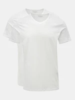 Set of two white basic T-shirts with clamshell neckline Jack & Jones - Men