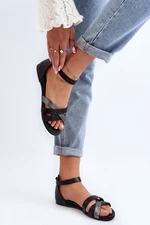 Zazoo Leather flat sandals, black