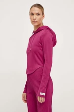 Mikina Guess ANNEKA dámská, růžová barva, s kapucí, hladká, V4RQ03 KC2U2