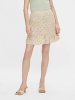 Žlutá květovaná sukně Pieces Miko - Dámské