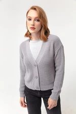 Lafaba Women's Gray Button Detailed Knitwear Cardigan