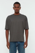 Trendyol Anthracite Men's Basic Crew Neck Oversized/Wide Cut, Short Sleeved T-Shirt