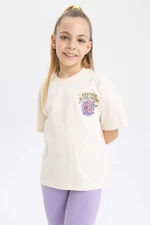 DEFACTO Girls Relax Fit Back Printed Short Sleeve T-Shirt