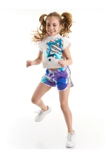 Mushi Blue Star Girl Child Crop Top White T-Shirt Tie-Dyeing Shorts Set