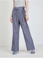 Dark blue striped wide trousers VERO MODA Serena - Women