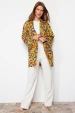 Trendyol Yellow Paisley Patterned Viscose Kimono & Kaftan