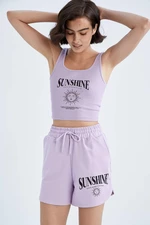 DEFACTO Thin Sweatshirt Fabric Printed Short