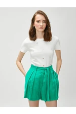Koton Floral Embroidered Cotton T-Shirt