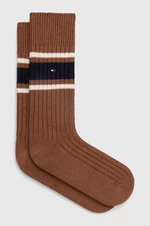 Vlnené ponožky Tommy Hilfiger hnedá farba