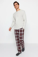Trendyol Men's Claret Red Regular Fit Plaid Weave Pajama Bottoms