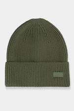 Men's winter hat with 4F khaki logo