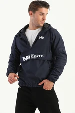 D1fference Men's Printed Navy Blue Anorak Sports Coat with Quilted Filling.