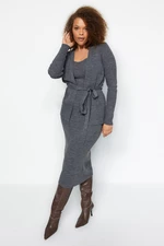 Trendyol Curve Anthracite 2-pieces Tricot Cardigan-Dress