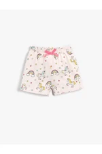 Koton Girls' Unicorn Printed Shorts with Elastic Waist Cotton.