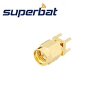 Superbat 10pcs SMA thru hole Male Vrtical PCB Mount RF Coaxial Connector
