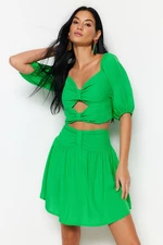 Trendyol Green Woven Cut Out/Window Blouse and Skirt Set