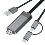 Mirascreen LD29 3-In-1 Type C/Micro-USB To HDMI Cable For Android Phone To HDMI Bluetooth HDTV Mirroring 1080P To HDMI Cable