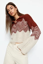 Trendyol Tile Crop Polo Neck Sweter z dzianiny