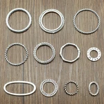 10pcs Charms Round & Oval Loops Connector DIY Jewelry Findings For Jewelry Making Accessories Antique Silver Color