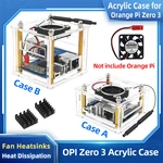 Orange Pi Zero 3 Acrylic Case Transparent Shell Optional Cooling Fan Heatsink Active Passive Cooler for OPI Zero 3