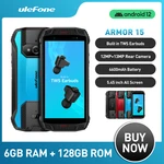 Ulefone Armor 15 Rugged Waterproof Phone 128GB NFC Android 12 Built-in TWS Earbuds Smartphone 6600mAh 2.4G/5G WLAN Mobile Phone
