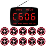 JINGLE BELLS 10 pcs of Table Call Button 1 Display Monitor Receiver for Restaurant , Wireless Waiter Calling System