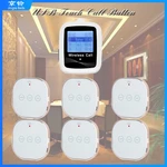 Wireless Pager Buzzer 6 USB Touch Call Buttons Transmitter +1 Waterproof Watch Receiver For Fast Food Restaurant