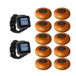 Restaurant Wireless Waiter Call System K-300plus Receiver K-O1plus Transmitter 2 Watch Pagers 10 Table Bell Button