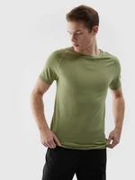 Pánské bezešvé outdoorové běžecké tričko - olivové