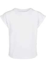 Dívčí organické tričko s prodlouženým ramenem bílé