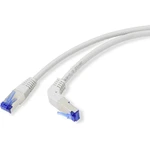 Renkforce RJ45 RJ45 prepojovací kábel CAT 6A S/FTP 0.25 m sivá 90 ° zatočený dole